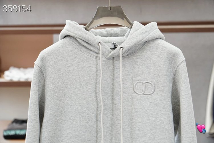 DiorDior classic CD embroidered hooded pure cotton men's fashionable casual hooded sweatshirt