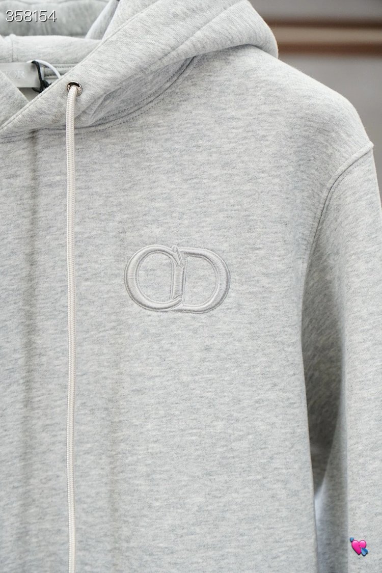 DiorDior classic CD embroidered hooded pure cotton men's fashionable casual hooded sweatshirt