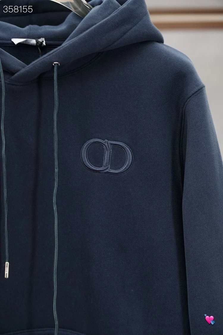 DiorDior classic CD embroidered hooded pure cotton men's fashionable casual hooded sweatshirt