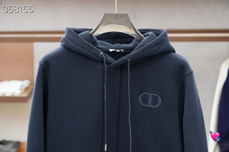 DiorDior classic CD embroidered hooded pure cotton men's fashionable casual hooded sweatshirt