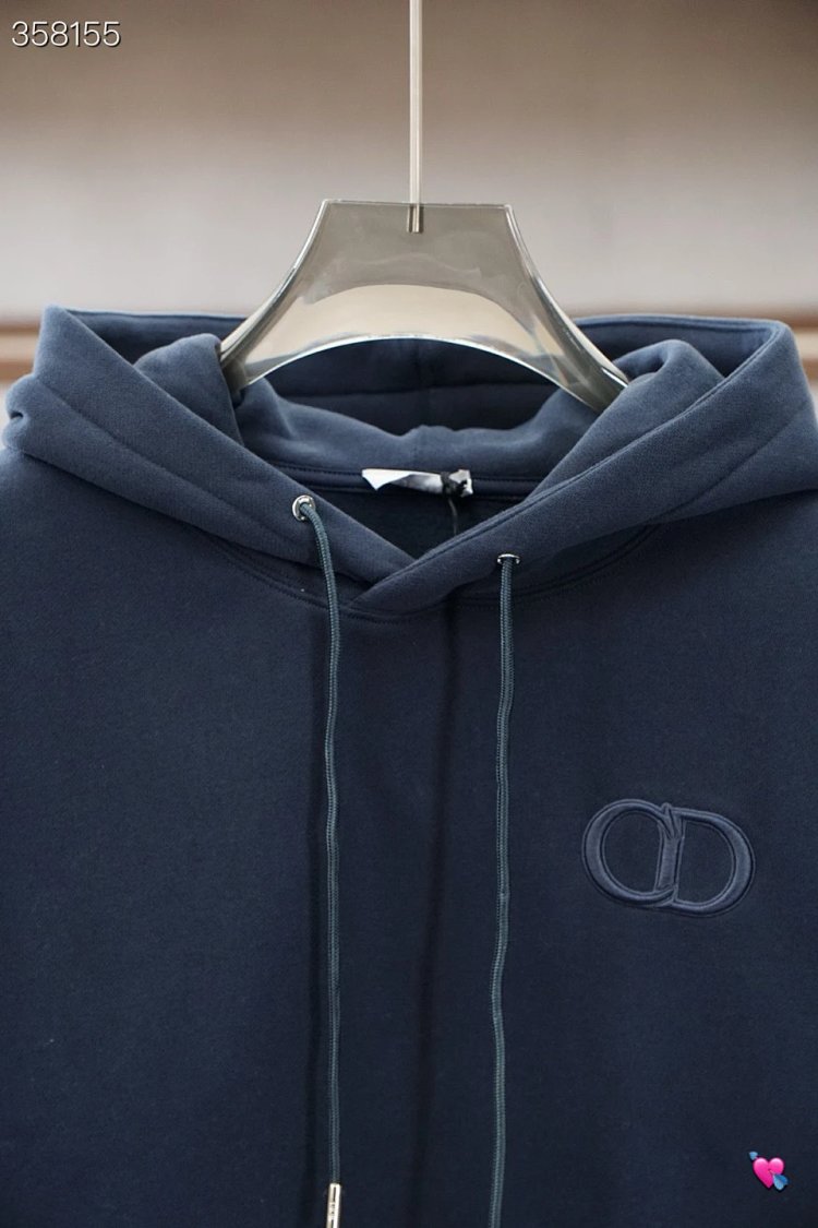 DiorDior classic CD embroidered hooded pure cotton men's fashionable casual hooded sweatshirt