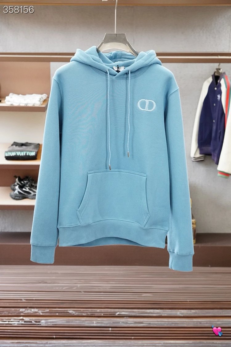 DiorDior classic CD embroidered hooded pure cotton men's fashionable casual hooded sweatshirt