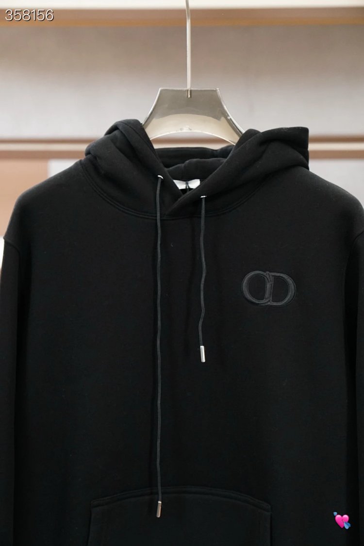 DiorDior classic CD embroidered hooded pure cotton men's fashionable casual hooded sweatshirt