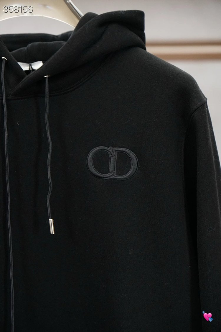 DiorDior classic CD embroidered hooded pure cotton men's fashionable casual hooded sweatshirt