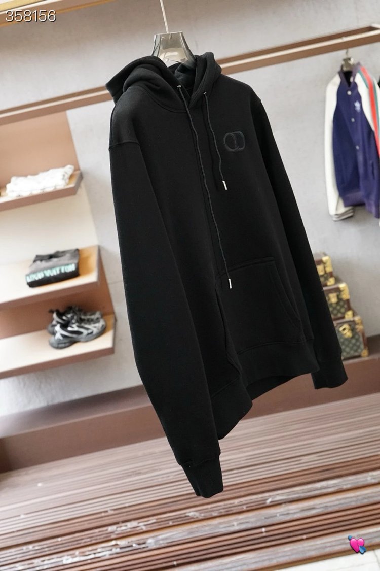 DiorDior classic CD embroidered hooded pure cotton men's fashionable casual hooded sweatshirt