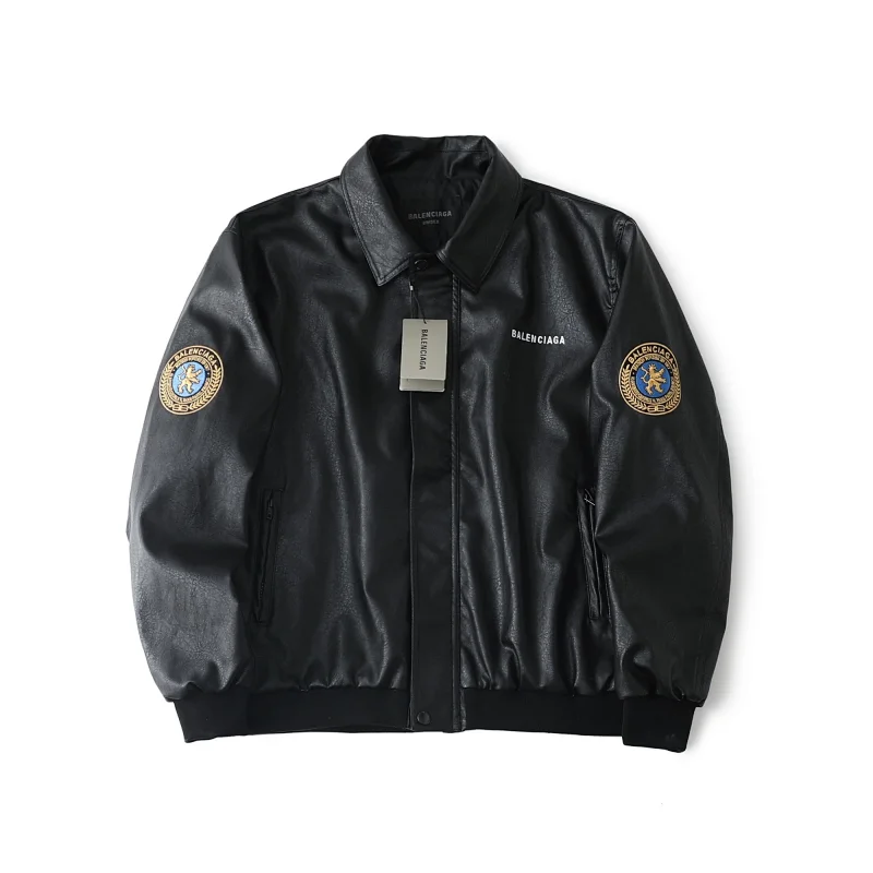 Balenciaga   Simulated PU leather jacket with loose fit