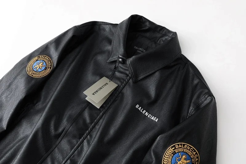 Balenciaga   Simulated PU leather jacket with loose fit