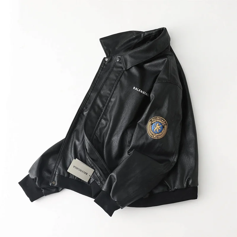 Balenciaga   Simulated PU leather jacket with loose fit