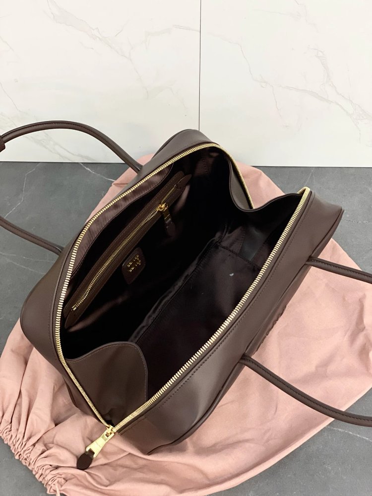 miumiu Original Leather Handheld Official Document Bag for Women 2025 New Large Capacity Retro Underarm Shoulder Bag