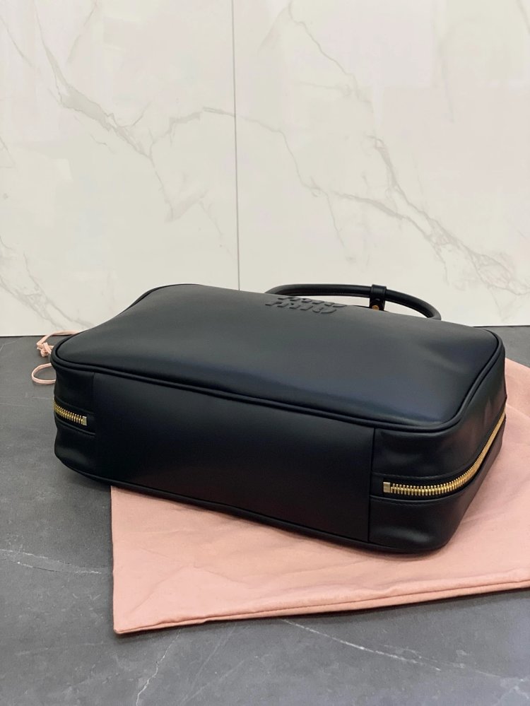 miumiu Original Leather Handheld Official Document Bag for Women 2025 New Large Capacity Retro Underarm Shoulder Bag