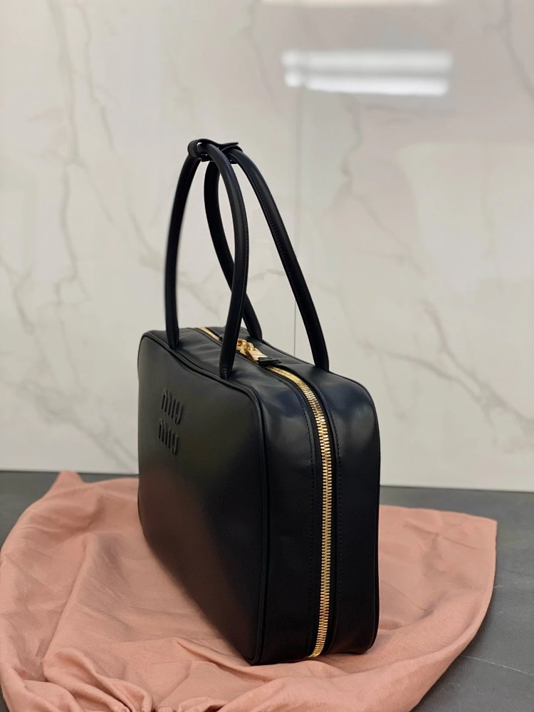 miumiu Original Leather Handheld Official Document Bag for Women 2025 New Large Capacity Retro Underarm Shoulder Bag