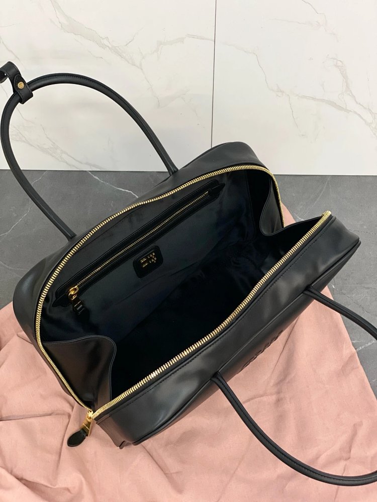 miumiu Original Leather Handheld Official Document Bag for Women 2025 New Large Capacity Retro Underarm Shoulder Bag