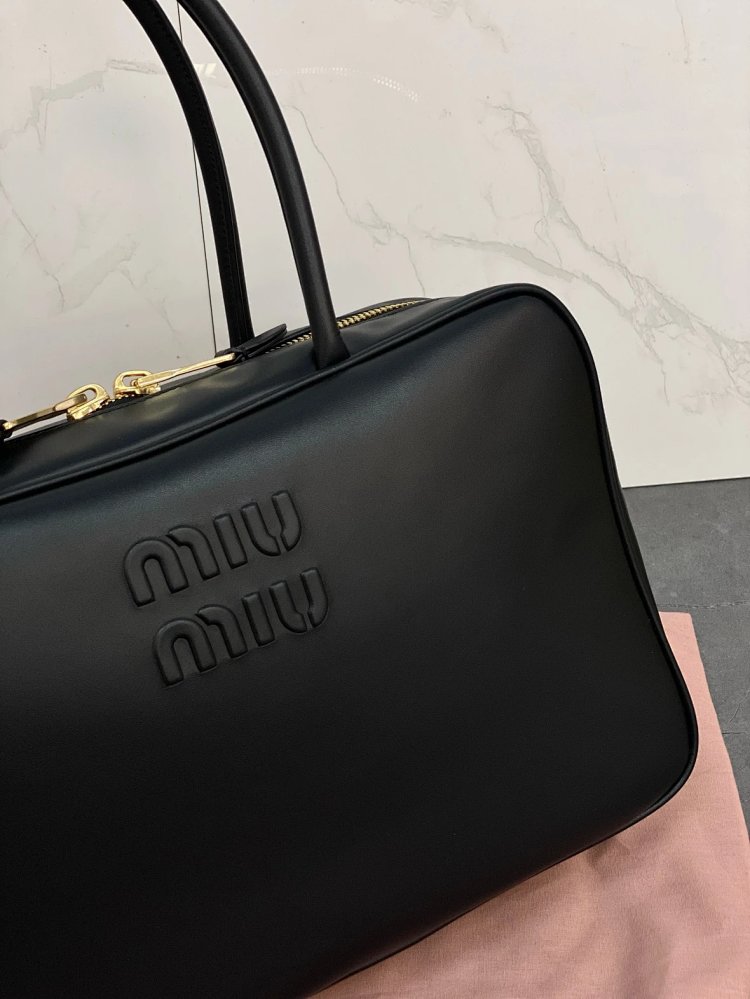 miumiu Original Leather Handheld Official Document Bag for Women 2025 New Large Capacity Retro Underarm Shoulder Bag