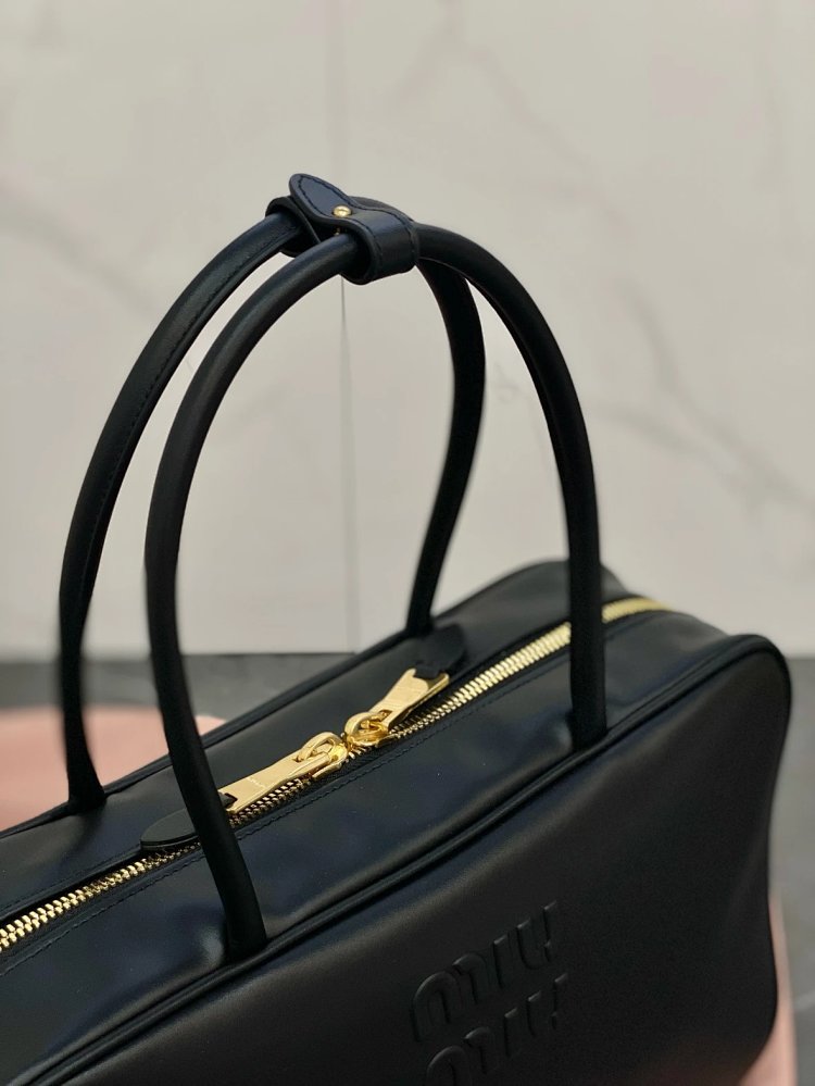 miumiu Original Leather Handheld Official Document Bag for Women 2025 New Large Capacity Retro Underarm Shoulder Bag