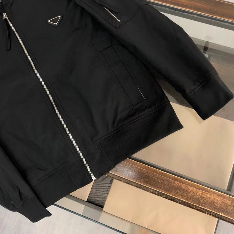 Prada men's jacket baseball collar zipper jacket cardigan solid color men's casual