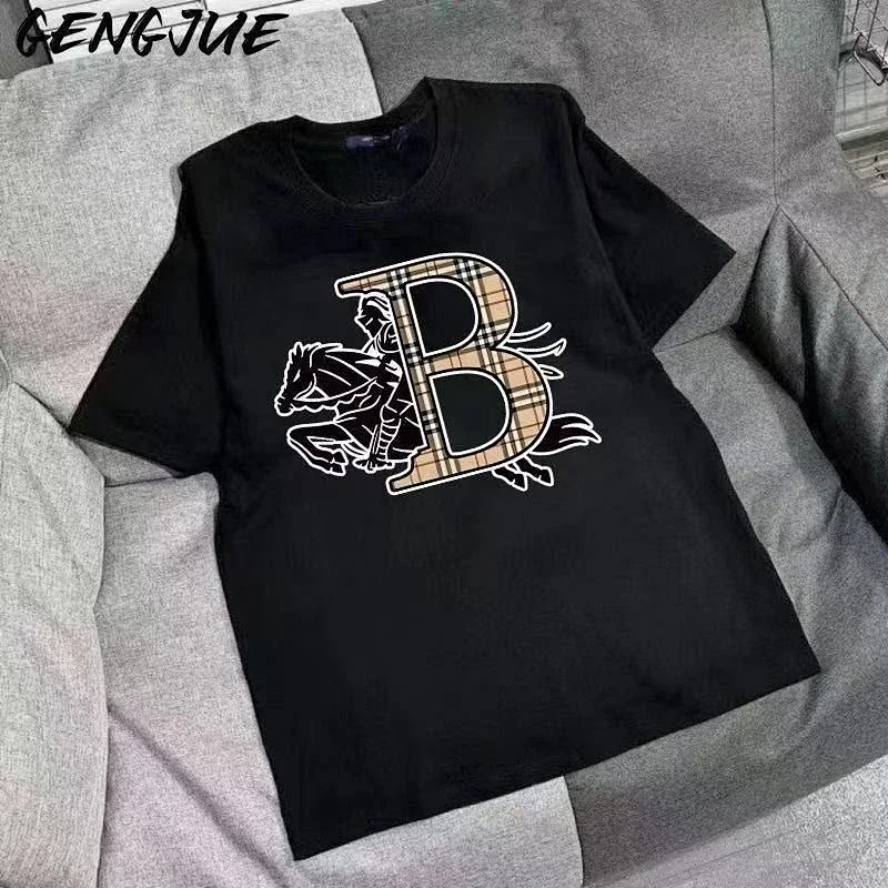 Burberry Light Luxury Short Sleeve T-shirt Men's War Horse Knitted Short Sleeve Top Half Sleeve