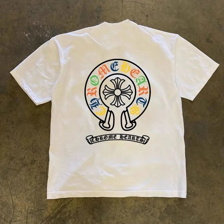 Chrome HeartsLight Luxury Short Sleeve T-shirt Men's Cross Top Half Sleeve Unisex CH Short Sleeve