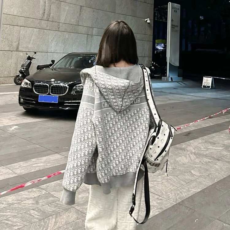 DIOR  Light luxury full print spring and autumn jacket, unisex trendy brand cardigan and hooded jacket