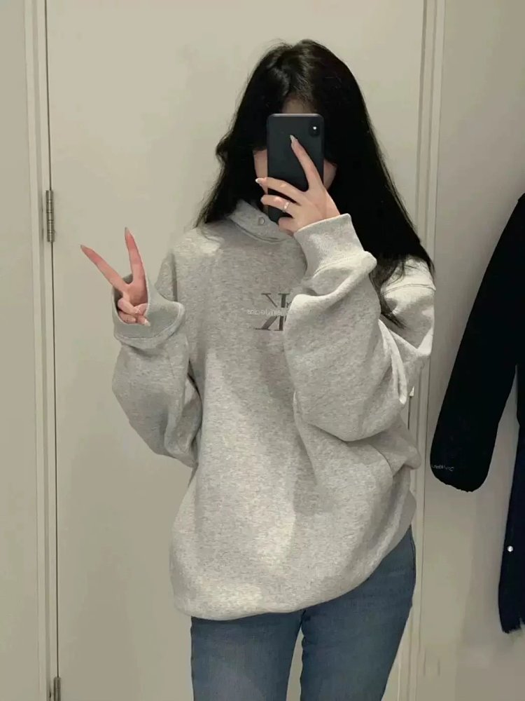 CKHooded hoodie jacket for autumn and winter, unisex, loose and casual, versatile long sleeved top