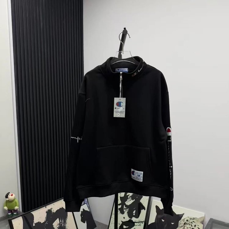 Champion plus velvet hoodie with Kirin arm embroidered logo for both men and women, casual long sleeved pullover for couples, sports top, outerwear, trendy brand