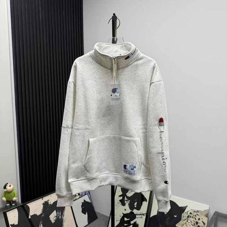 Champion plus velvet hoodie with Kirin arm embroidered logo for both men and women, casual long sleeved pullover for couples, sports top, outerwear, trendy brand