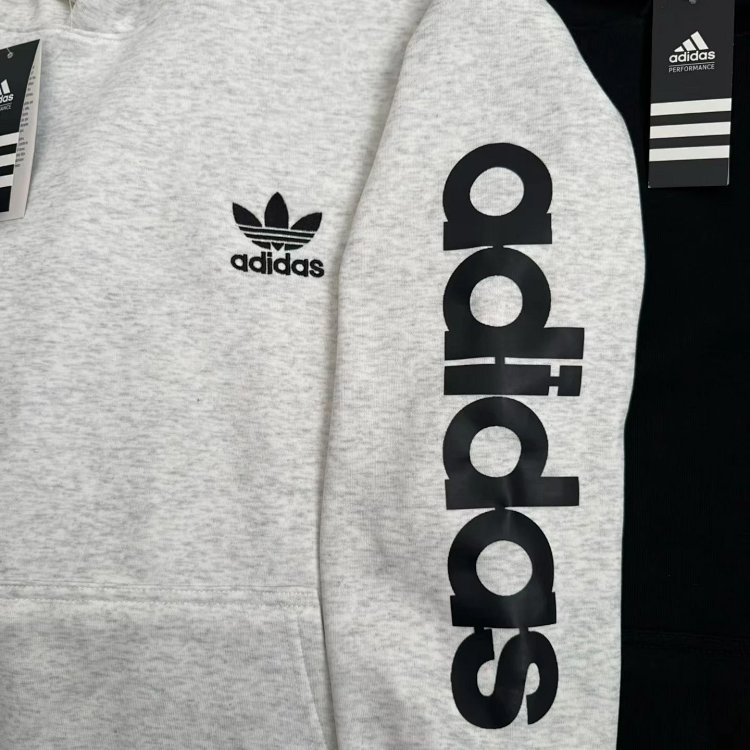 Adidas Kirin arm fleece hooded sweatshirt for men and women, Adidas long sleeved hooded pullover