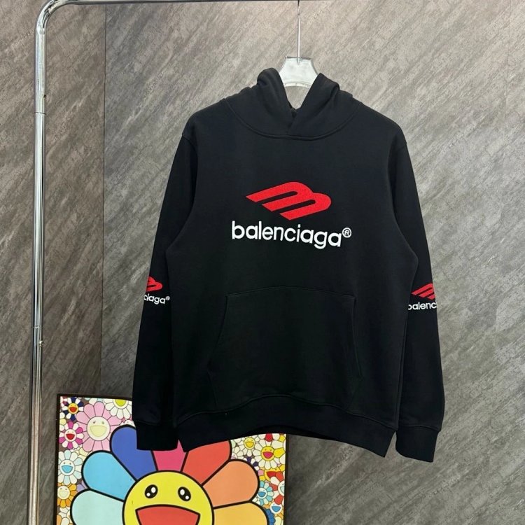 Balenciaga hooded sweatshirt, light luxury jacket, unisex top, long sleeved