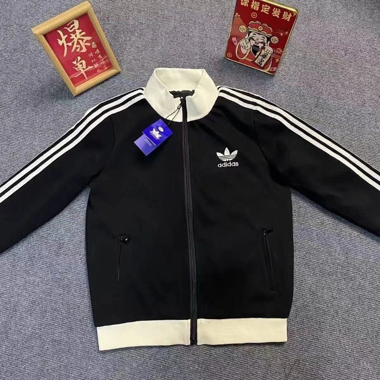 Adidas Clover Jacket Double Zipper Men's and Women's Embroidered Trendy Jacket