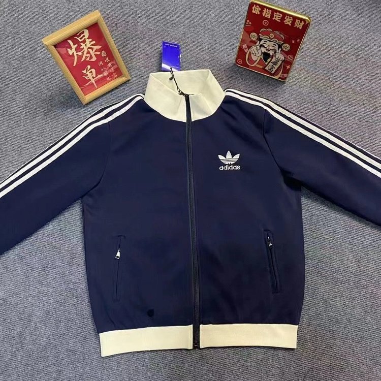 Adidas Clover Jacket Double Zipper Men's and Women's Embroidered Trendy Jacket