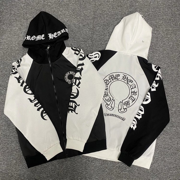 Chrome Hearts light luxury Sanskrit printed spring and autumn cardigan hooded jacket men's trendy br