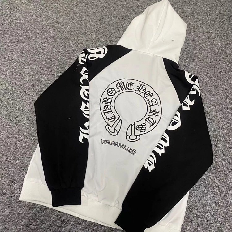 Chrome Hearts light luxury Sanskrit printed spring and autumn cardigan hooded jacket men's trendy brand top long sleeved jacket