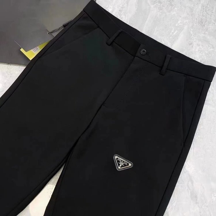 Prada trousers men's business trousers casual straight tube milk silk front label light luxury trousers men