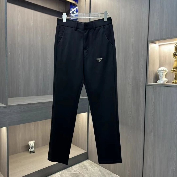 Prada trousers men's business trousers casual straight tube milk silk front label light luxury trous
