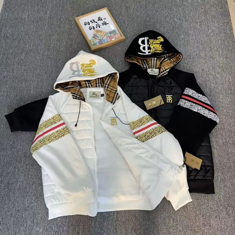 Burberry 2025 Winter Splicing Thick Embroidered Cotton Jacket Down Cotton Jacket Pork Rib New Male and Female Couple Jacket Warm