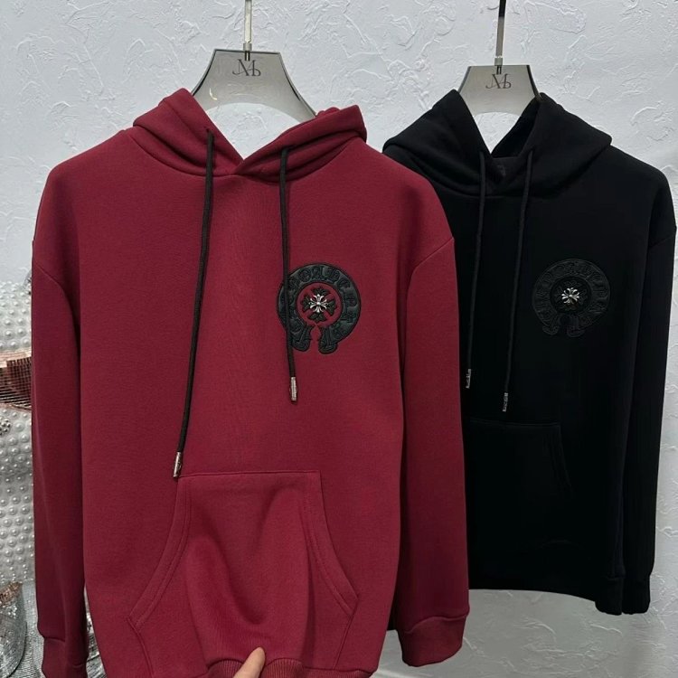 Chrome Hearts hooded sweatshirt, autumn and winter cross long sleeved fleece jacket