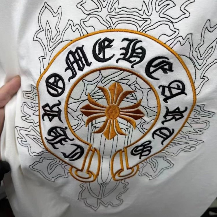Chrome Hearts Light Luxury Embroidered Short Sleeve T-shirt Black and White Unisex