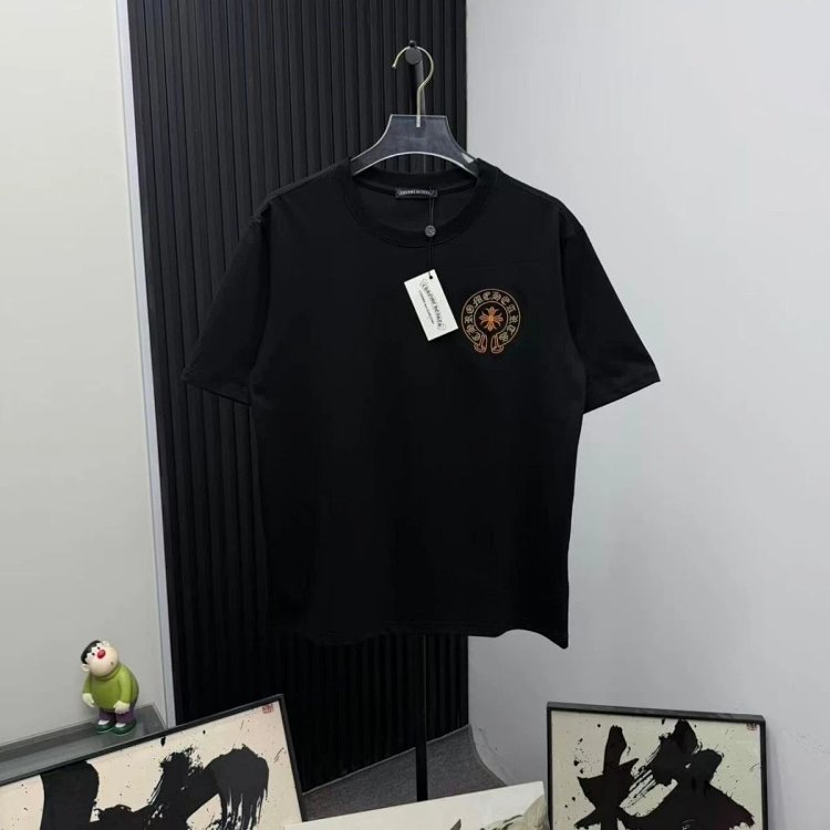 Chrome Hearts Light Luxury Embroidered Short Sleeve T-shirt Black and White Unisex