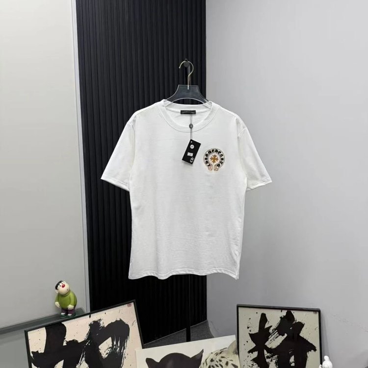 Chrome Hearts Light Luxury Embroidered Short Sleeve T-shirt Black and White Unisex