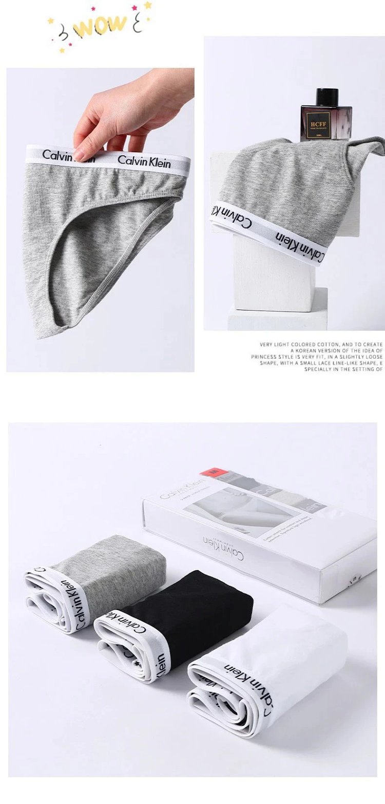 CK women's underwear made of pure cotton, breathable, mid low waist, sexy, hip hugging, bikini triangle pants