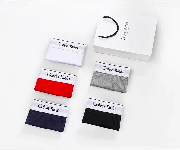 CK underwear men's pure cotton antibacterial breathable anti pinch hip flat corner gift box set of three pairs of four corner shorts