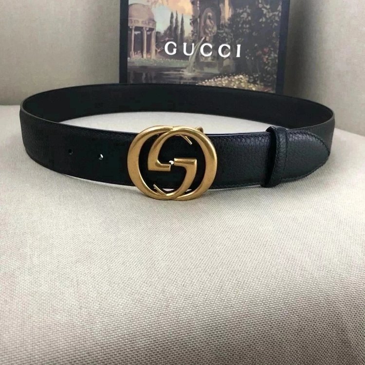 Gucci counter version cowhide double buckle waistband belt