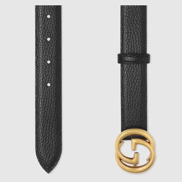 Gucci counter version cowhide double buckle waistband belt