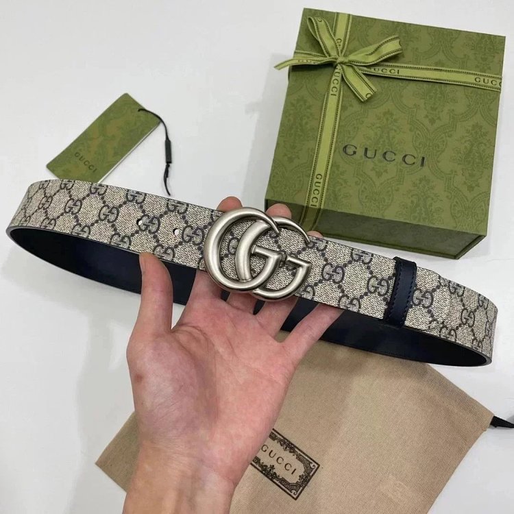 Gucci men's and women's belt PVC distressed calf leather vintage