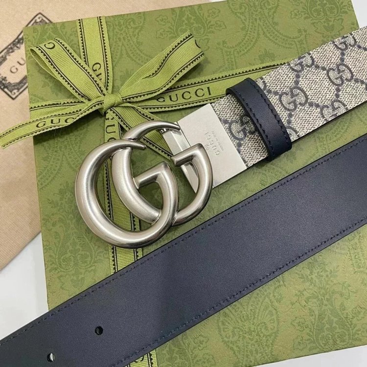Gucci men's and women's belt PVC distressed calf leather vintage