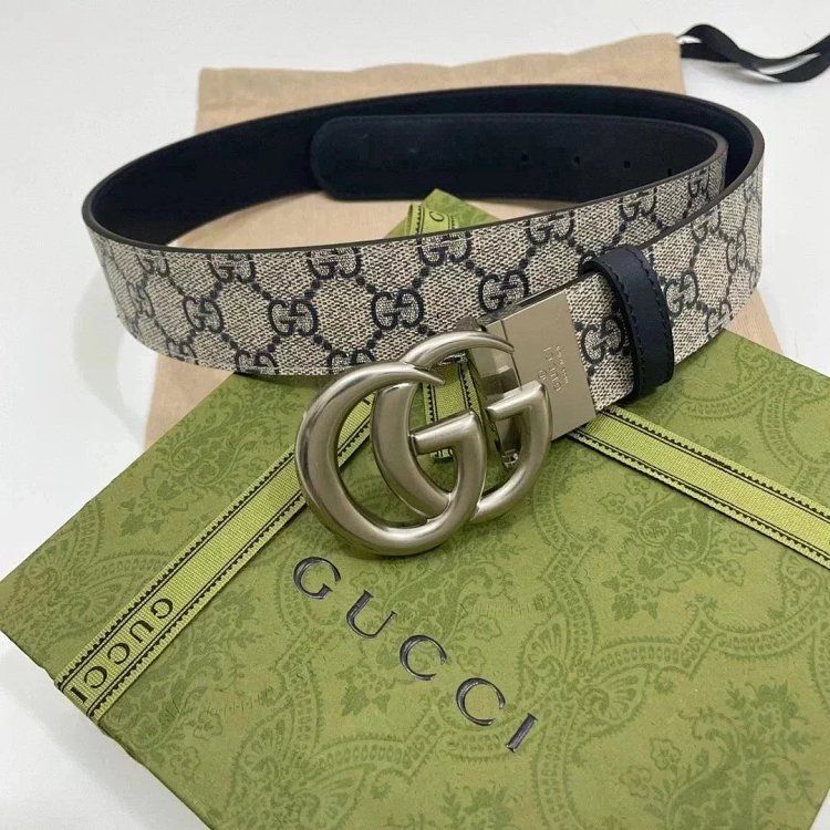 Gucci men's and women's belt PVC distressed calf leather vintage