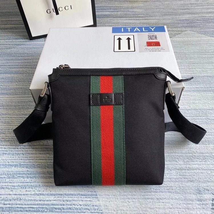 Gucci crossbody bag with red and green stripes, men's shoulder bag, large size 387111, small size 471454