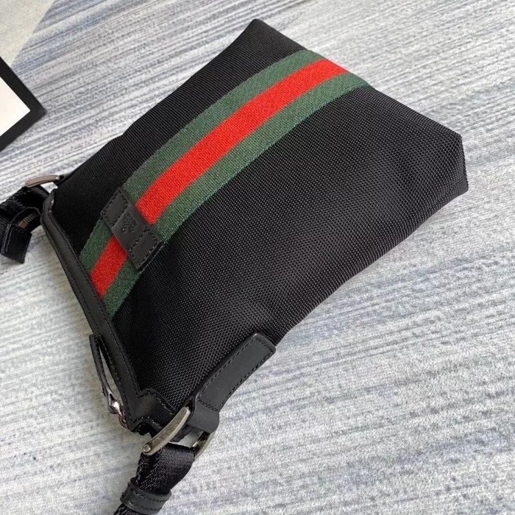 Gucci crossbody bag with red and green stripes, men's shoulder bag, large size 387111, small size 471454