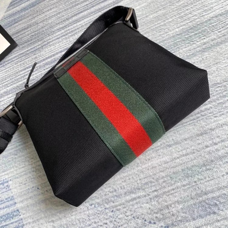 Gucci crossbody bag with red and green stripes, men's shoulder bag, large size 387111, small size 471454