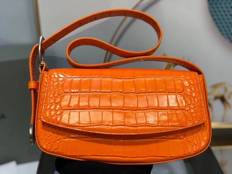 Balenciaga Crocodile Pattern Head Layer Calfskin Single Shoulder Handheld Underarm Bag Women's Bag
