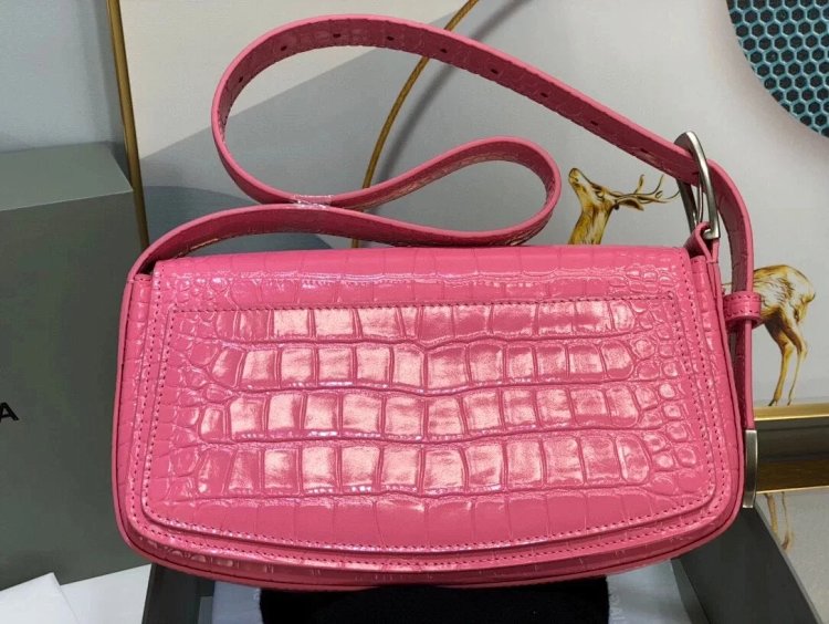 Balenciaga Crocodile Pattern Head Layer Calfskin Single Shoulder Handheld Underarm Bag Women's Bag